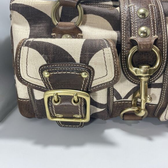 Vintage Y2K Coach Limited Edition Mandy Legacy Brown & Cream Turn Knob Tag - Picture 2 of 15